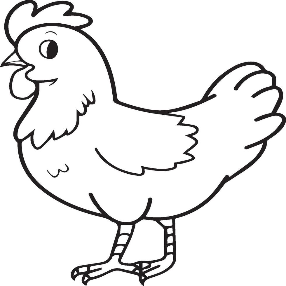 poulet coloration pages. poulet contour vecteur pour coloration livre