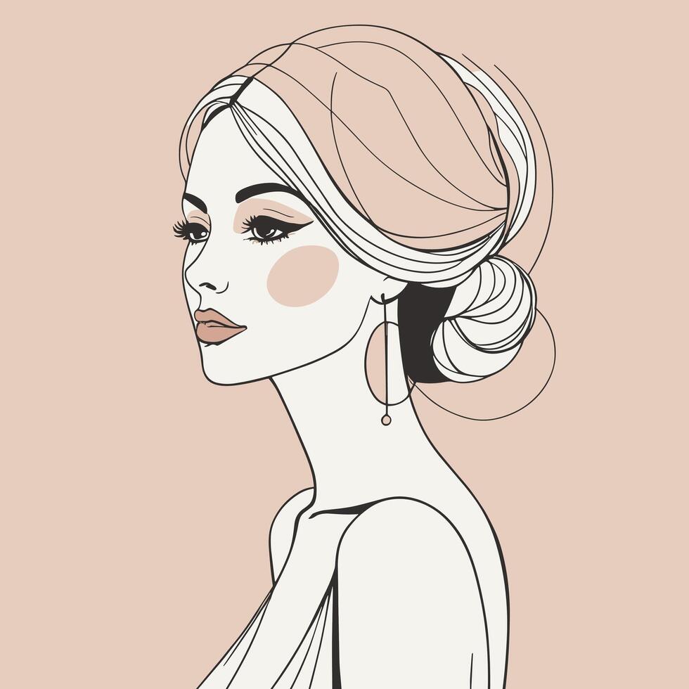 femme ligne art portrait illustration vecteur conception