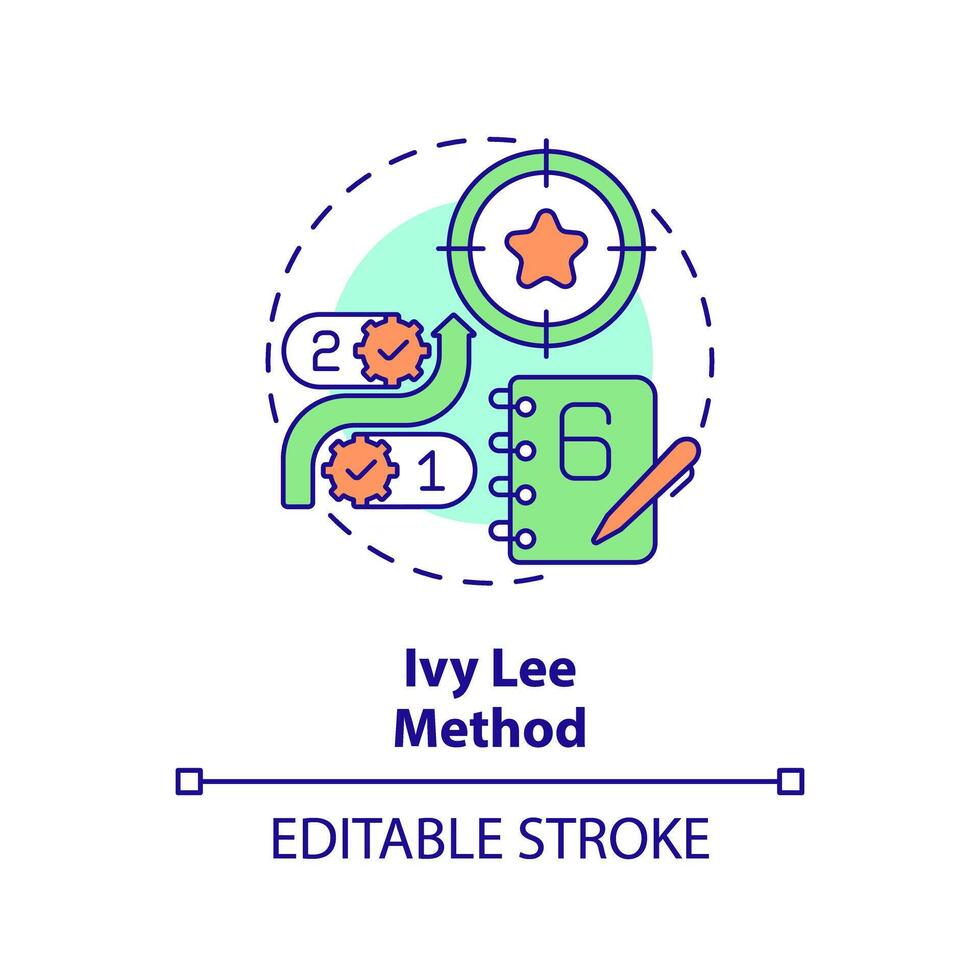 lierre Lee méthode multi Couleur concept icône. temps gestion. rond forme ligne illustration. abstrait idée. graphique conception. facile à utilisation dans infographie, promotionnel matériel, article, Blog Publier vecteur