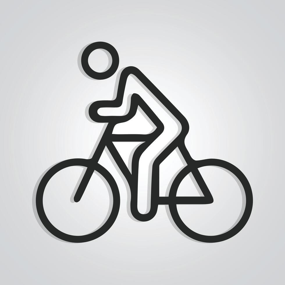contour courses vélo, unique icône, cycle logo avec une argent Contexte. vecteur illustration