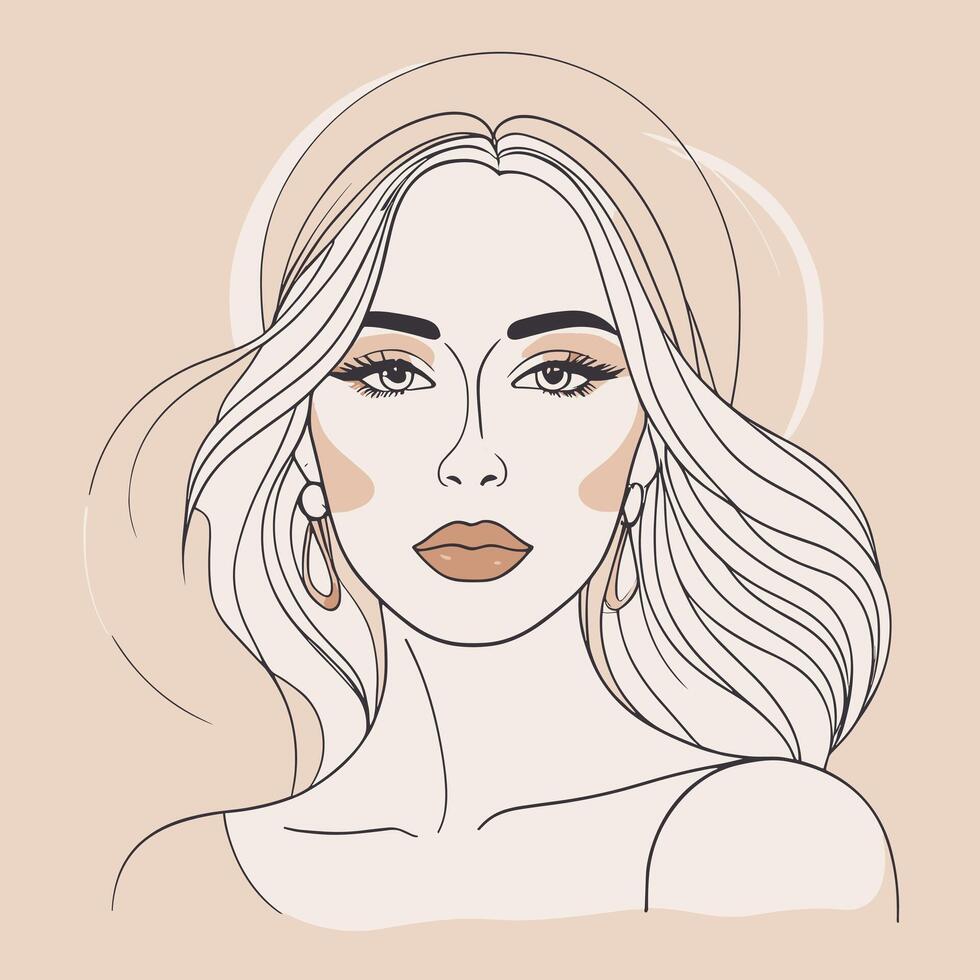 femme ligne art portrait illustration vecteur conception