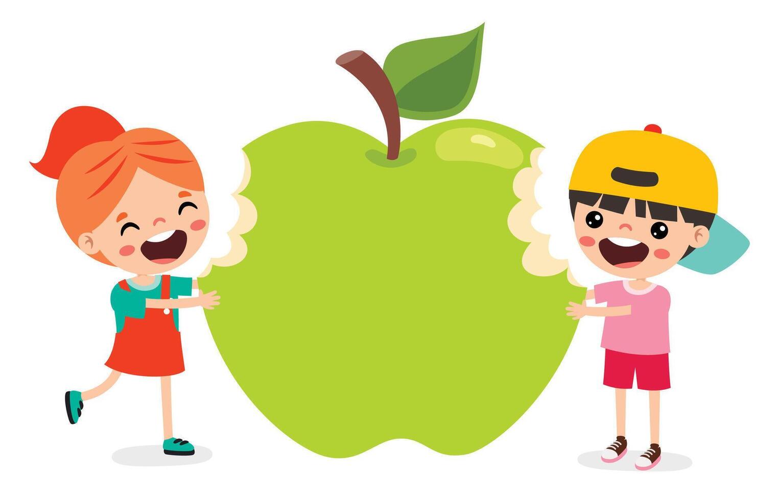 illustration de enfant avec Pomme vecteur