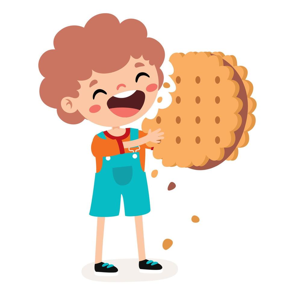 illustration de enfant avec biscuit vecteur
