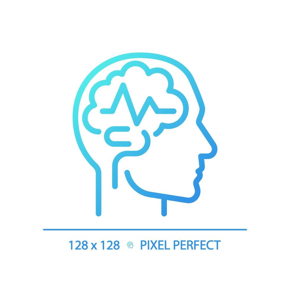 épilepsie cerveau pente linéaire vecteur icône. crise d'épilepsie médical condition. cognitif développements. gériatrique neurologie. mince ligne Couleur symbole. moderne style pictogramme. vecteur isolé contour dessin