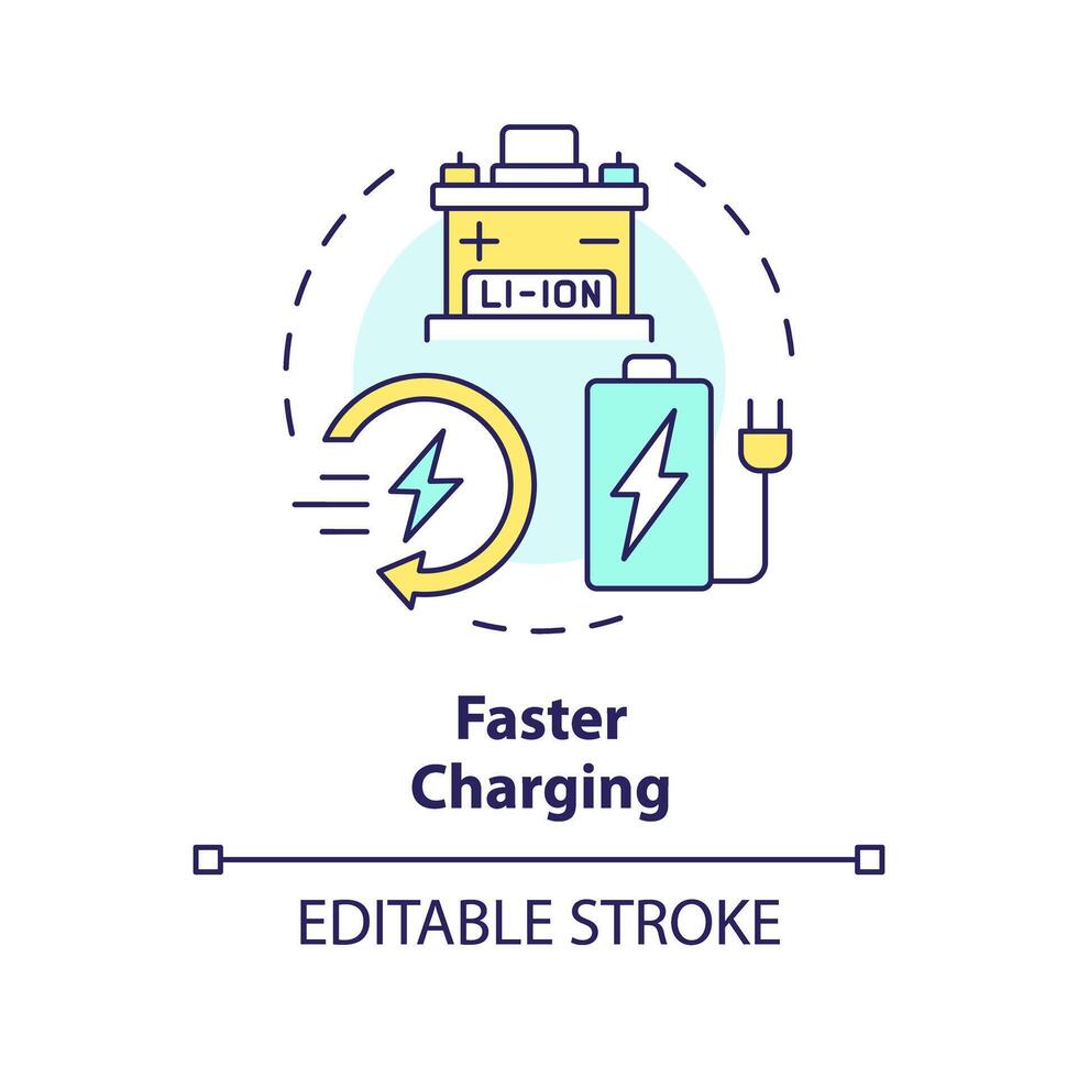 plus rapide mise en charge multi Couleur concept icône. mise en charge évolution. lithium piles révolution. rond forme ligne illustration. abstrait idée. graphique conception. facile à utilisation dans brochure, brochure vecteur