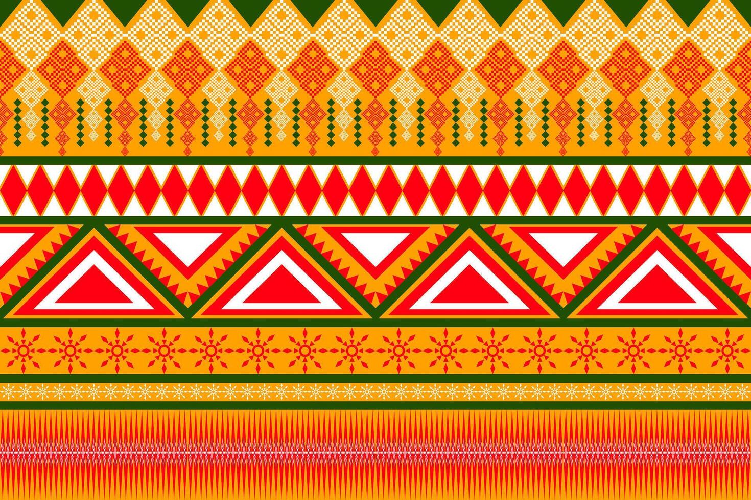 sans couture conception modèle, traditionnel géométrique fleur zigzag modèle Noël Jaune Jaune vert blanc vecteur illustration conception, abstrait en tissu modèle, aztèque style pour impression textiles