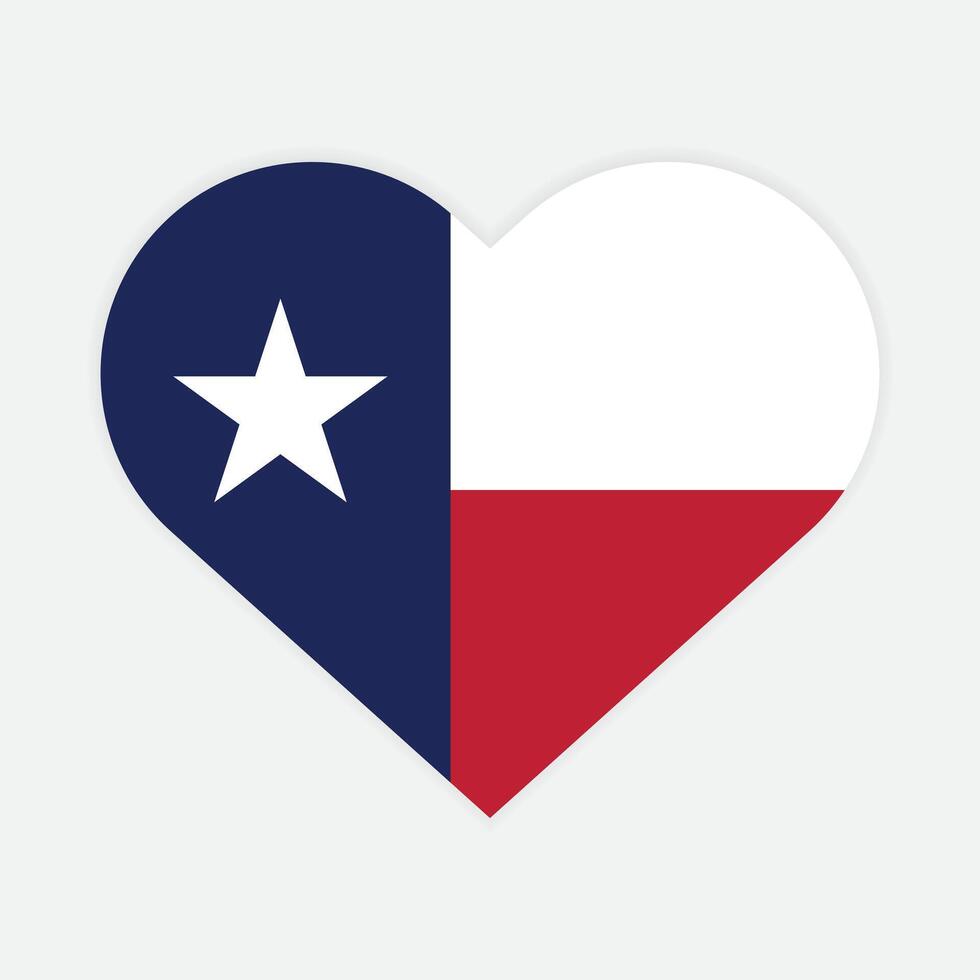 plat illustration de Texas Etat drapeau. Texas Etat drapeau dans cœur conception forme. vecteur Texas drapeau dans cœur.