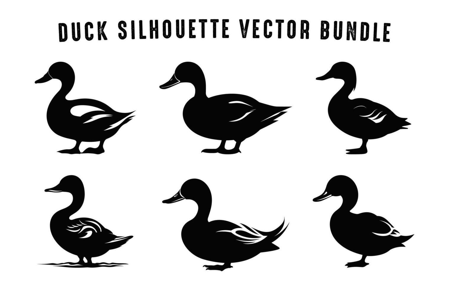 canard silhouette vecteur art ensemble, OIE noir silhouettes paquet