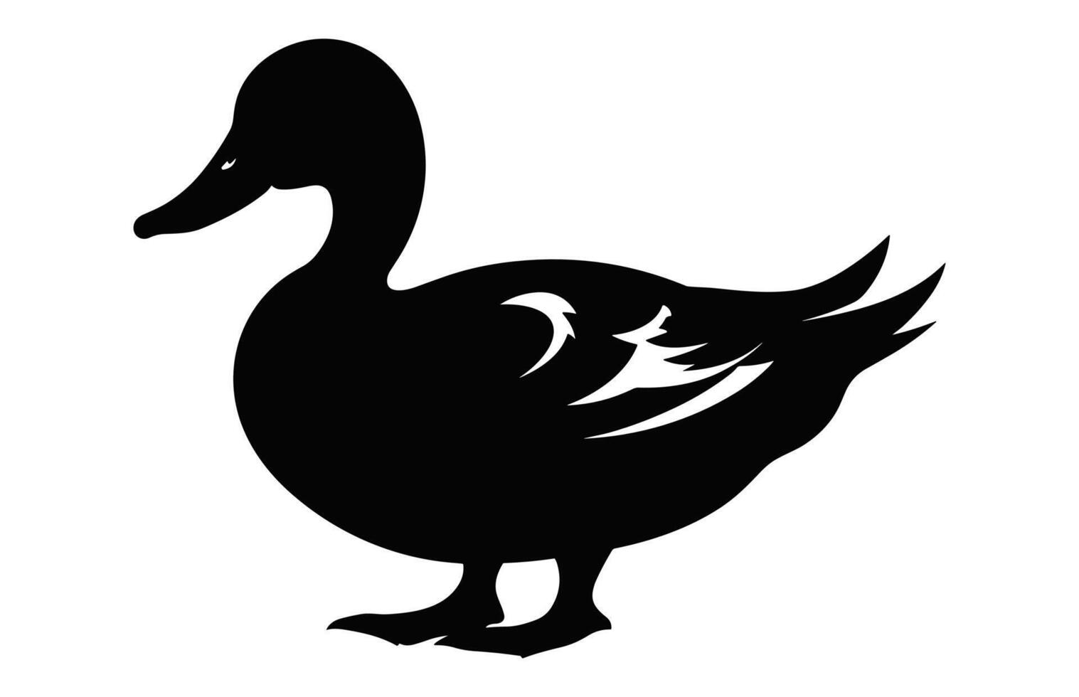 canard silhouette noir clipart isolé sur une blanc Contexte vecteur