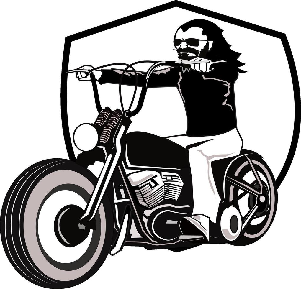 vecteur ancien motard équitation moto illustration