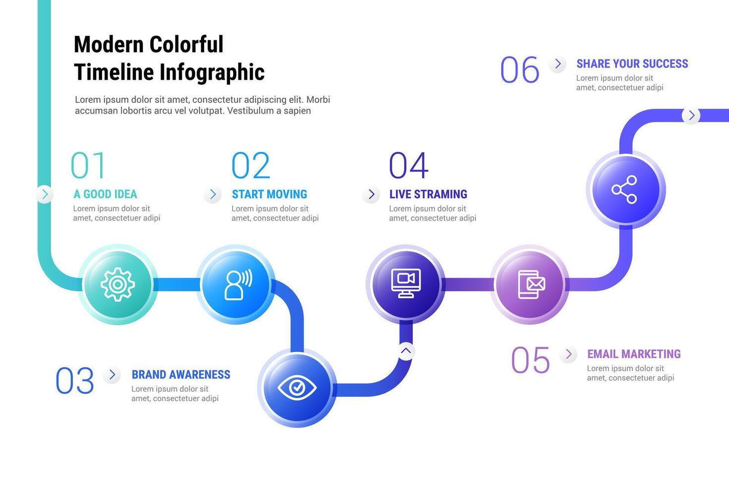 moderne coloré chronologie infographie vecteur