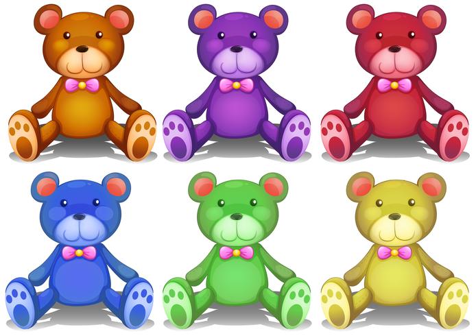 Ours en peluche colorés vecteur