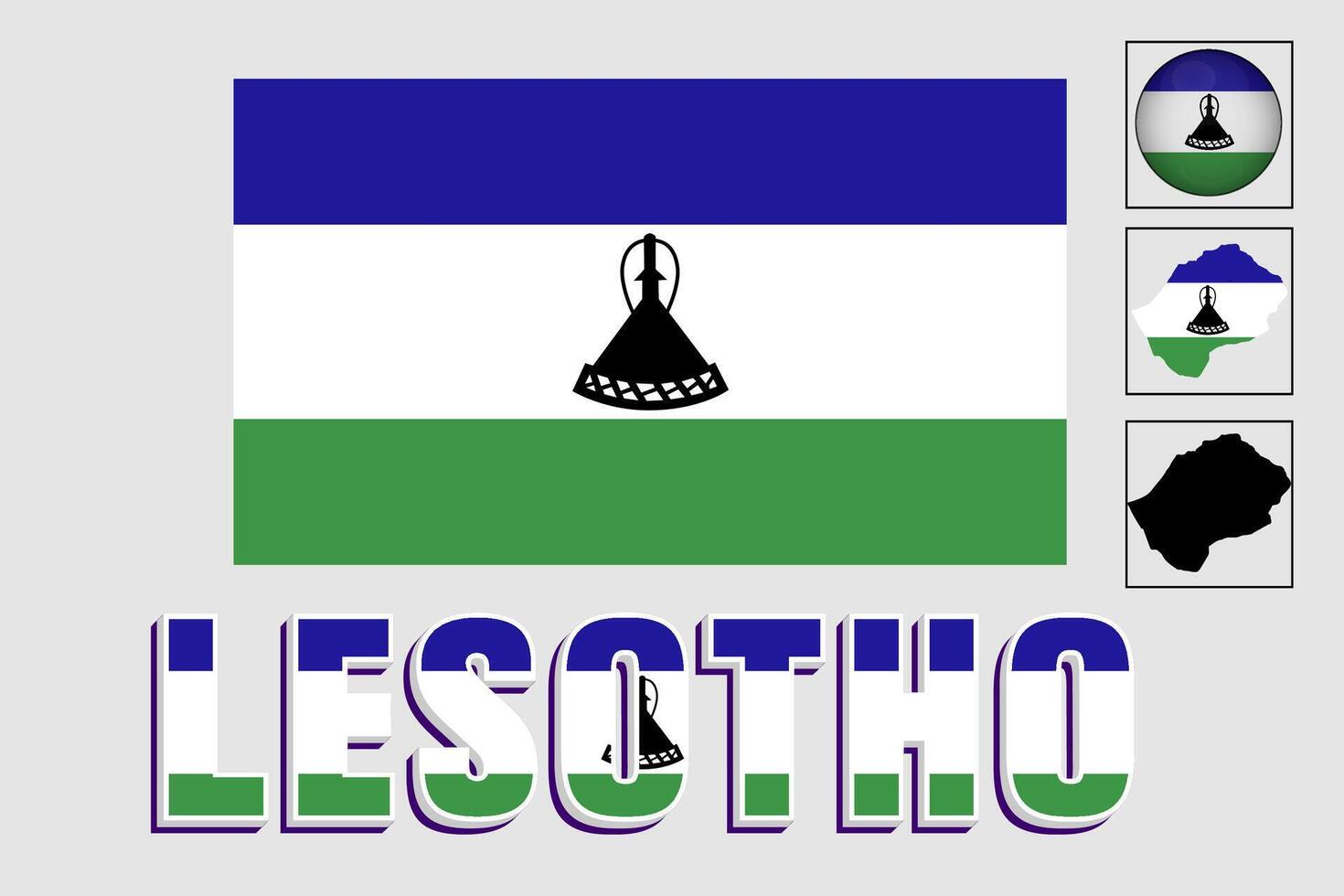 Lesotho carte et drapeau dans vecteur illustration