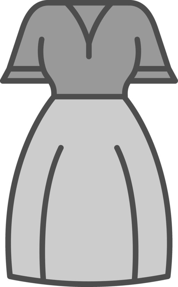 femmes robe ligne rempli niveaux de gris icône vecteur