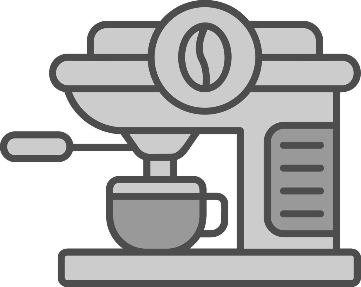 café machine ligne rempli niveaux de gris icône vecteur