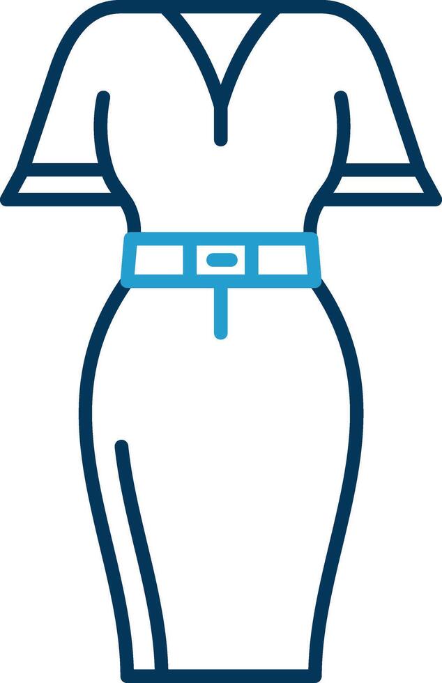 mini robe ligne bleu deux Couleur icône vecteur