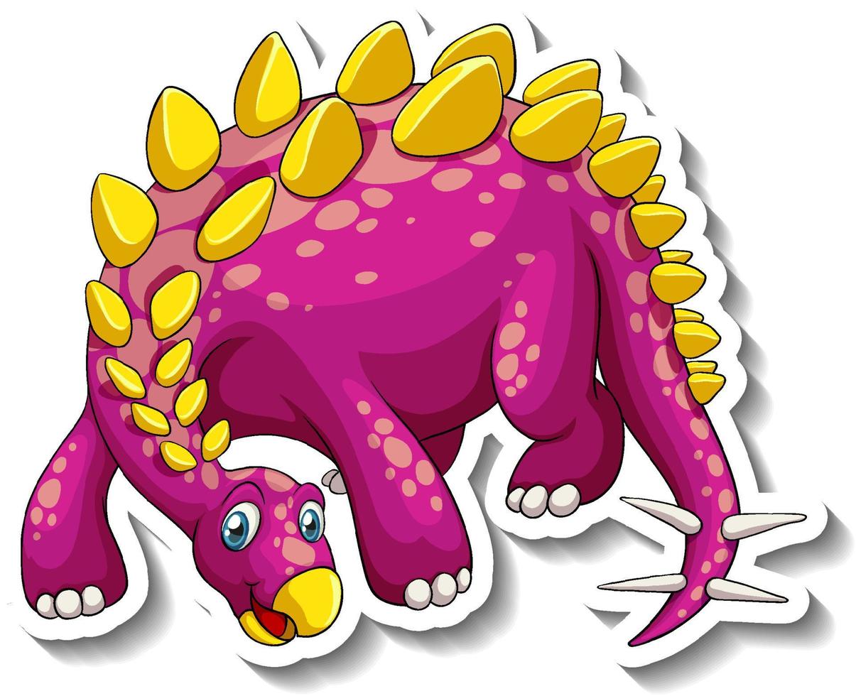 autocollant de personnage de dessin animé de dinosaure stégosaure vecteur