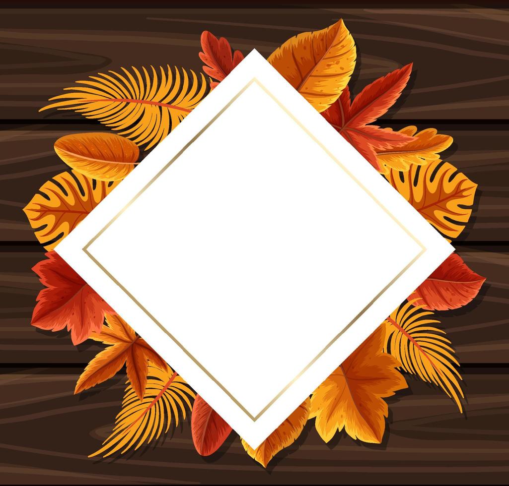 cadre carré avec feuillage d'automne vecteur