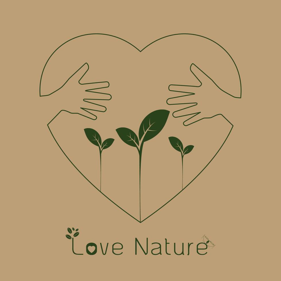 main étreinte l'amour Naturel concept.sign dans le ligne art style.a magnifique écologiquement amical Naturel vecteur