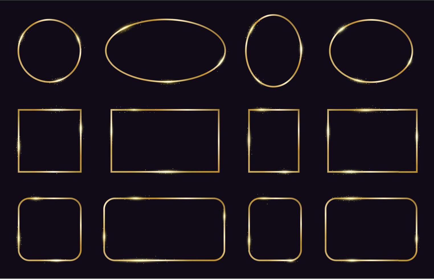 d'or cadres. moderne or géométrique cadres, élégant or embrasé les frontières. décoratif, moderne lignes Cadre vecteur isolé Icônes ensemble