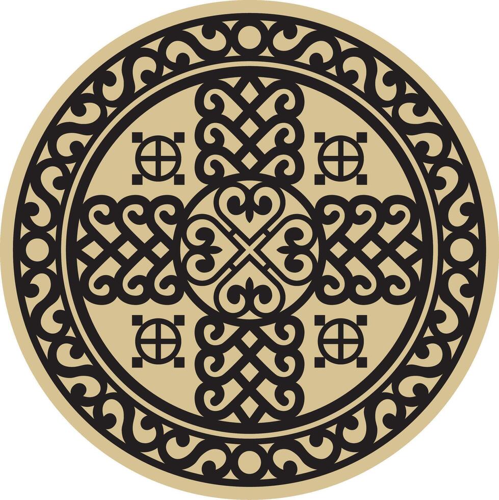vecteur rond or yakut amulette protection de le maison. cercle talisman protection de le famille foyer. nationale ornement de le les peuples de le loin nord, toundra, taïga.