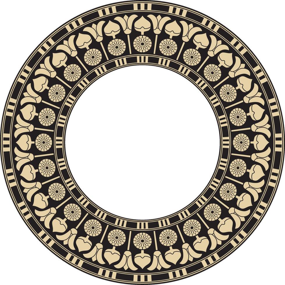 vecteur d'or et noir rond égyptien ornement. interminable cercle, bague de ancien Egypte. géométrique africain Cadre