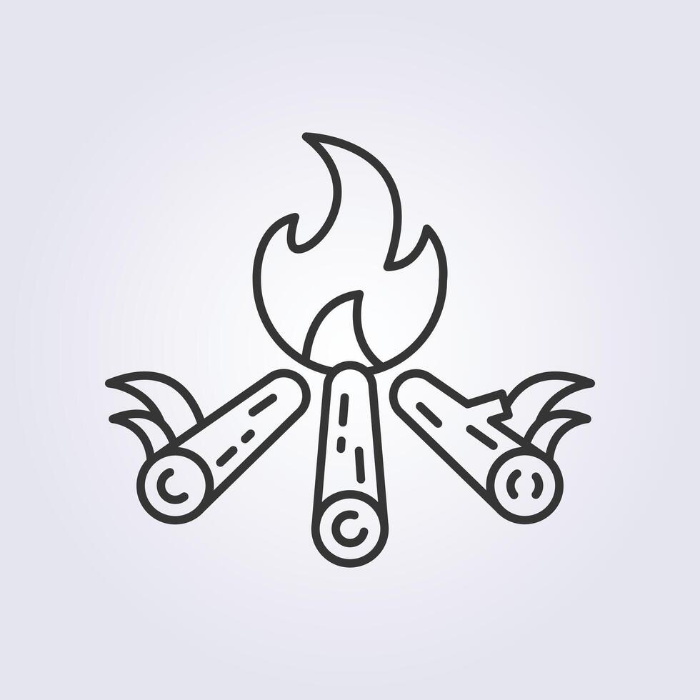 contour feu de camp icône vecteur logo illustration conception