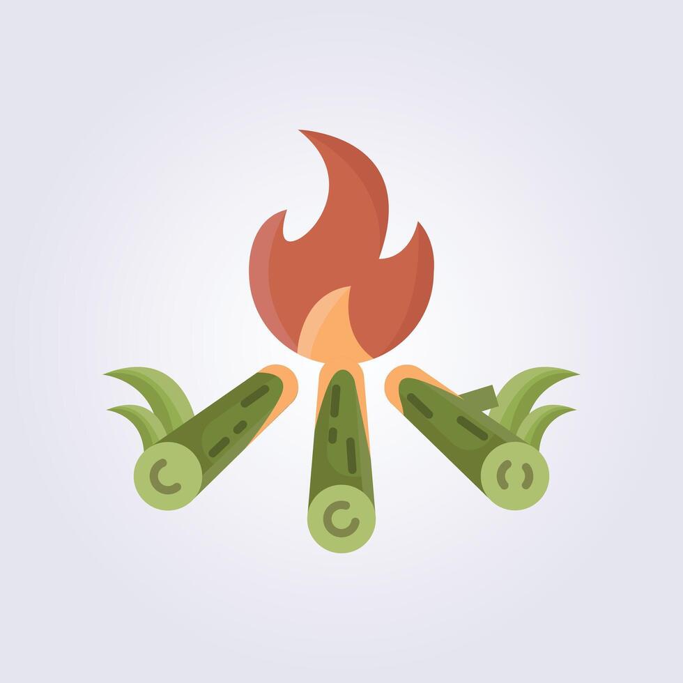 plat feu de camp icône vecteur logo illustration conception