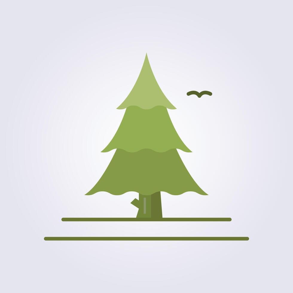 plat coloré pin arbre icône vecteur illustration logo conception, épicéa, sapin, conifère