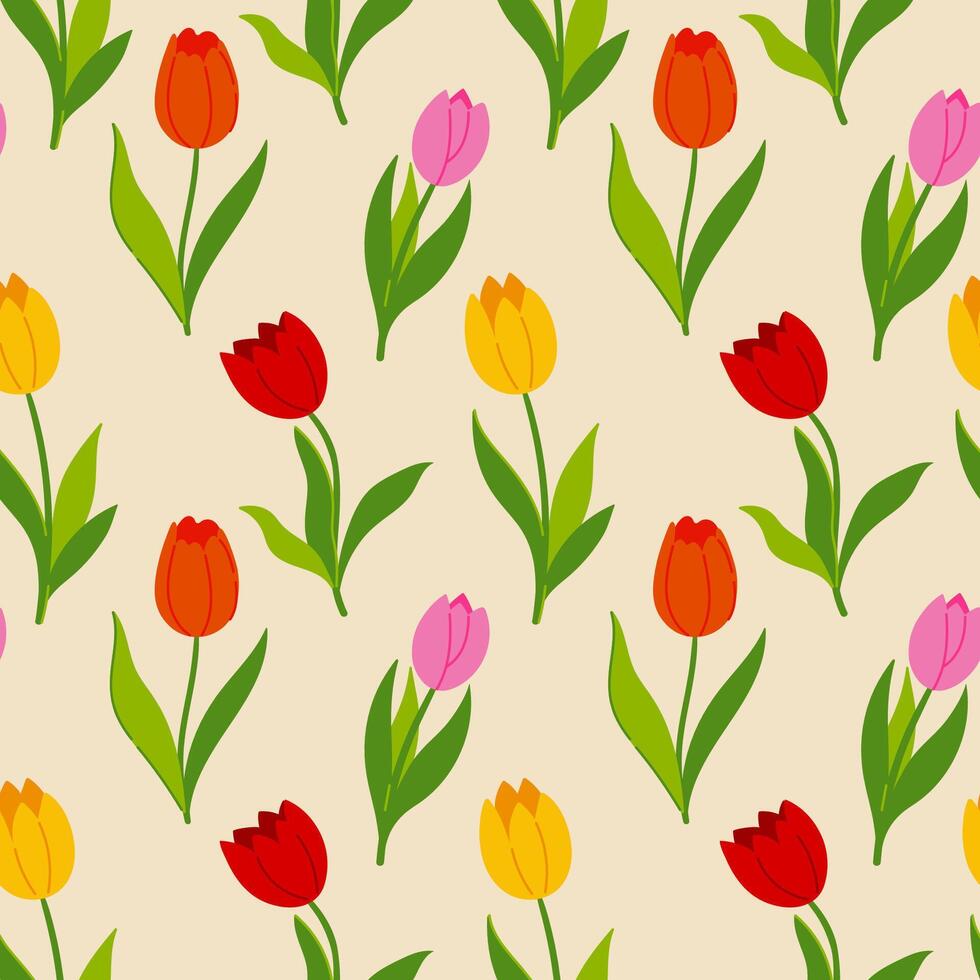 sans couture modèle avec multicolore tulipe fleurs. vecteur graphique.