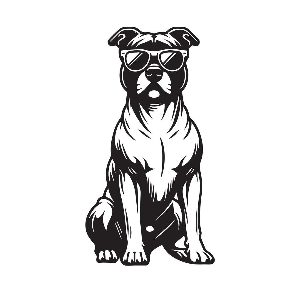 ai généré américain Staffordshire terrier chien portant des lunettes de soleil illustration vecteur