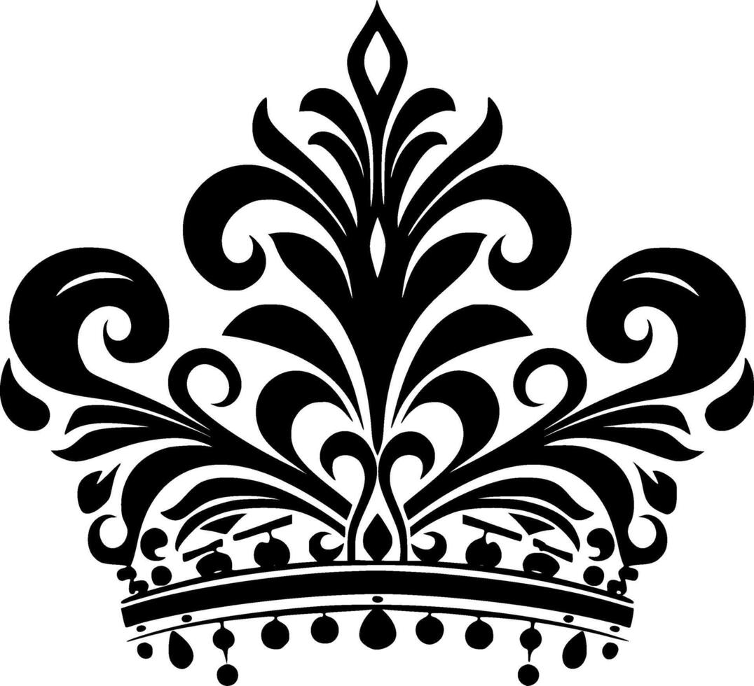 couronne - noir et blanc isolé icône - vecteur illustration
