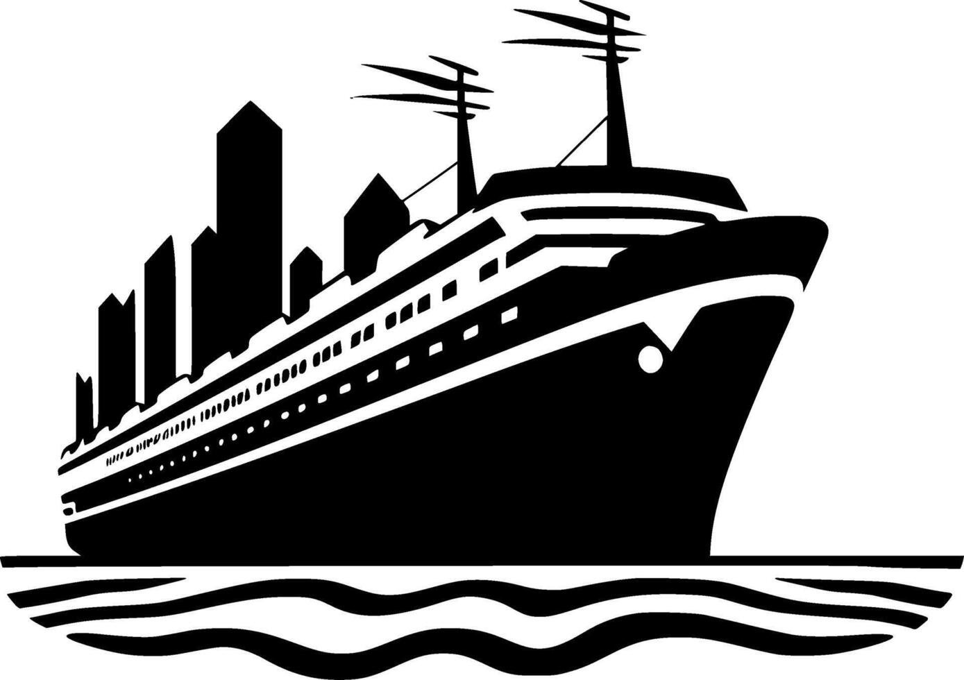 croisière - noir et blanc isolé icône - vecteur illustration