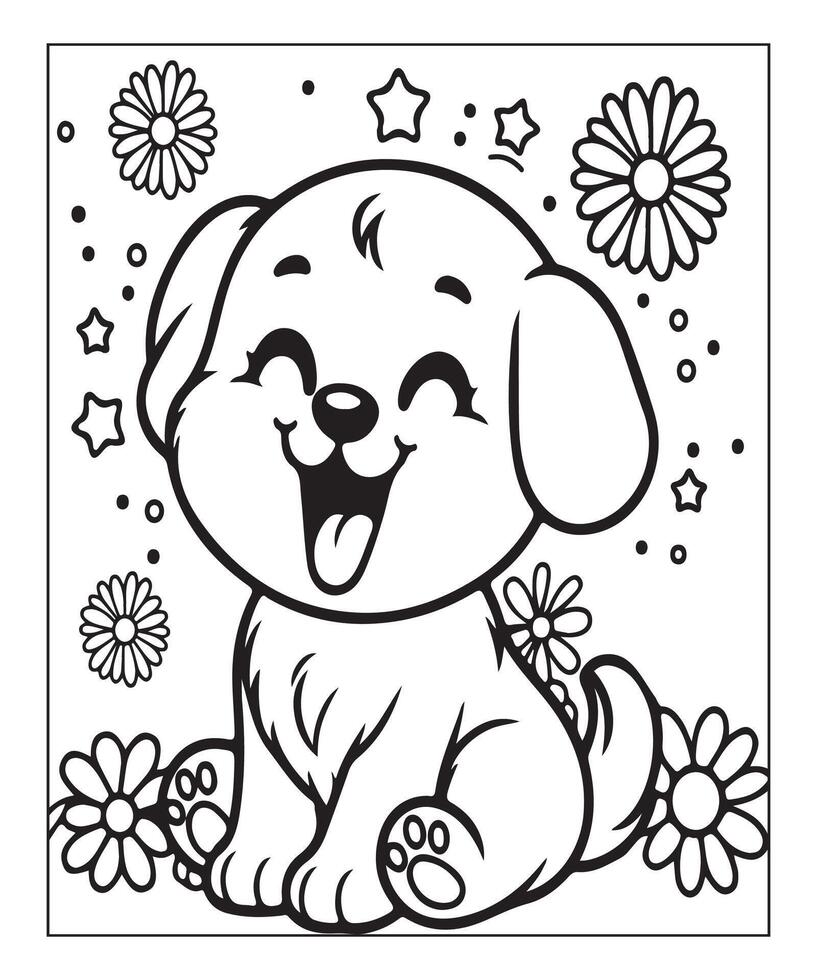 ai généré des gamins coloration page, chien coloration page illustration vecteur