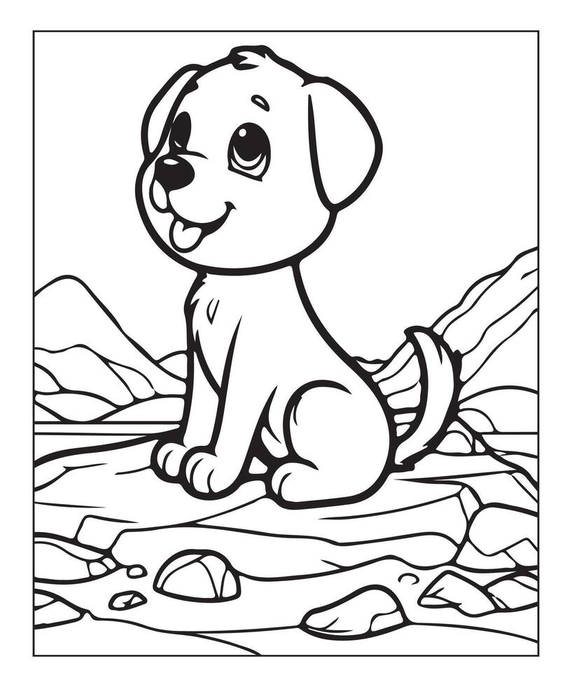 ai généré nettoyer vecteur ligne art chien coloration page pour des gamins