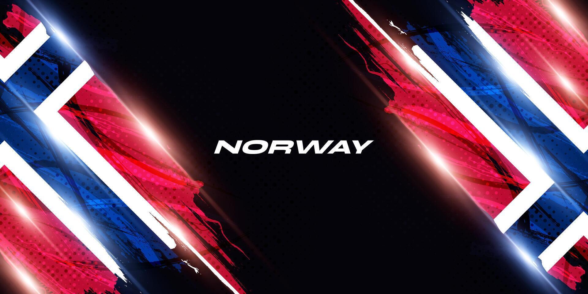 Norvège drapeau dans brosse peindre style avec demi-teinte et embrasé lumière effets. Norvège nationale drapeau Contexte avec grunge concept vecteur