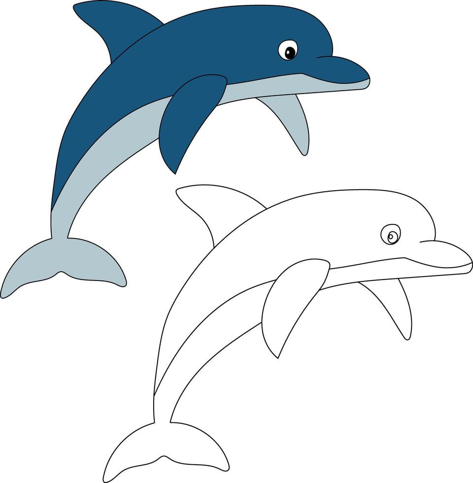 dauphin clipart ensemble. coloré et contour dauphins vecteur