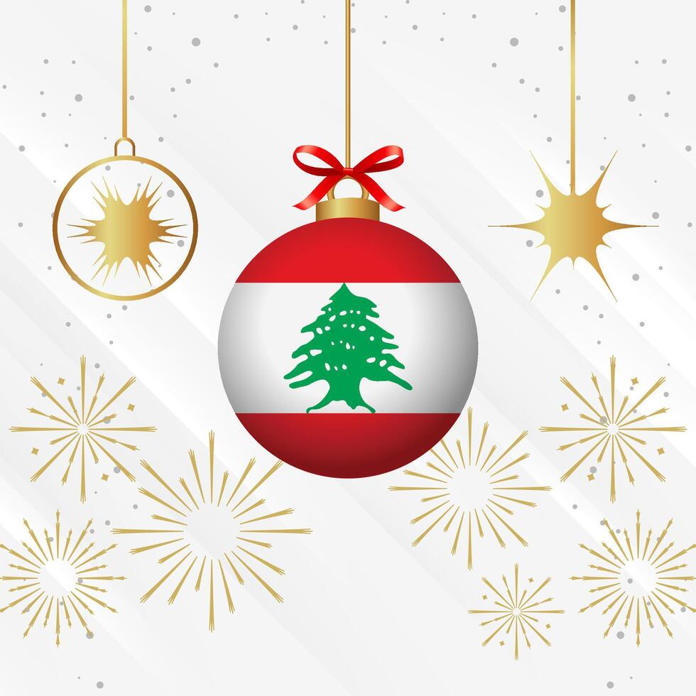 Noël Balle ornements Liban drapeau fête vecteur