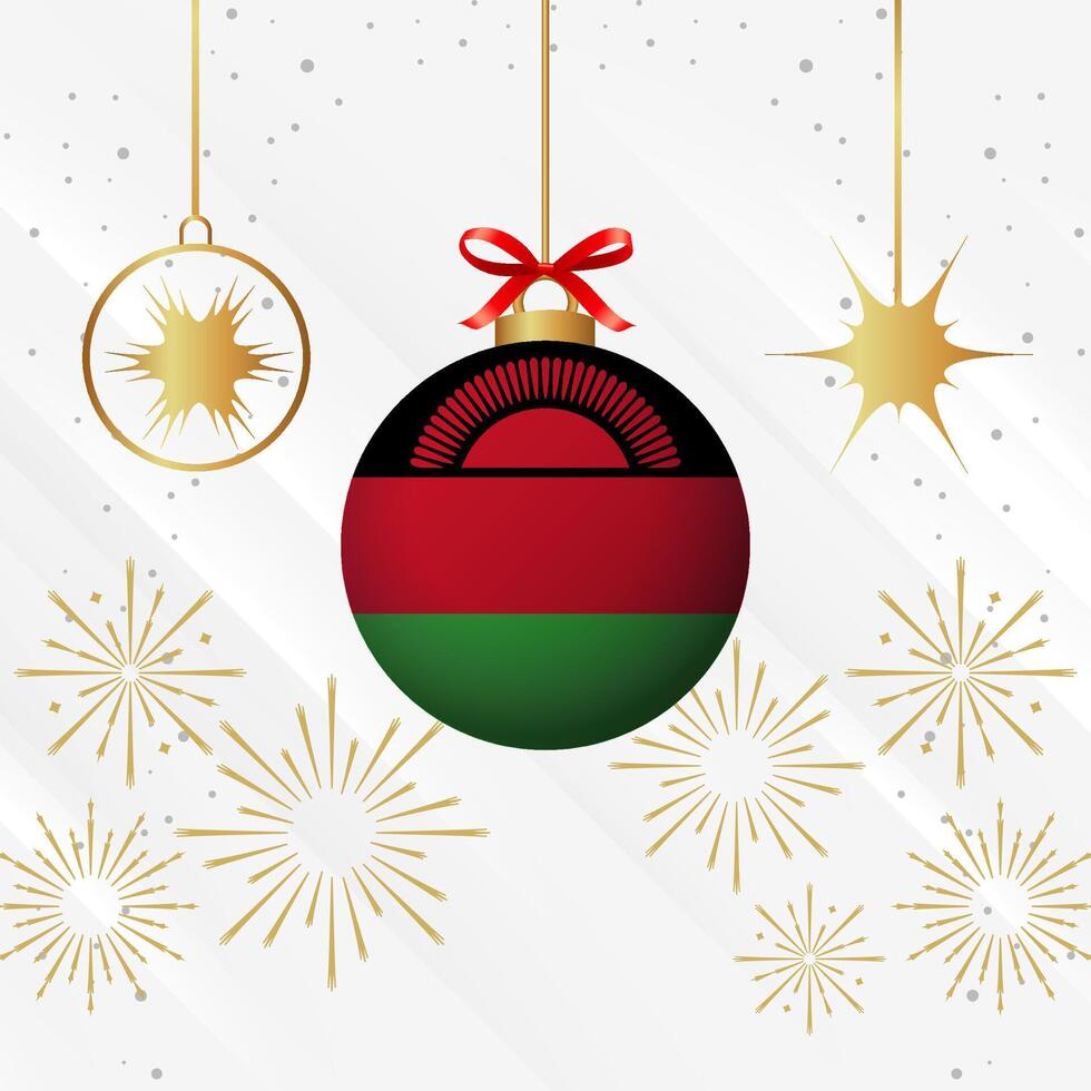 Noël Balle ornements Malawi drapeau fête vecteur