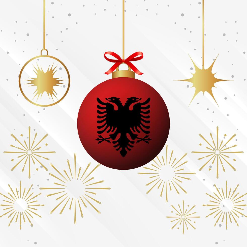 Noël Balle ornements Albanie drapeau fête vecteur