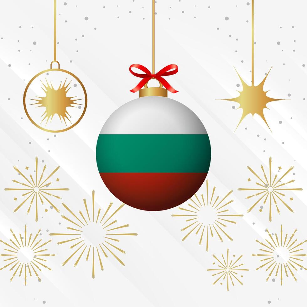 Noël Balle ornements Bulgarie drapeau fête vecteur