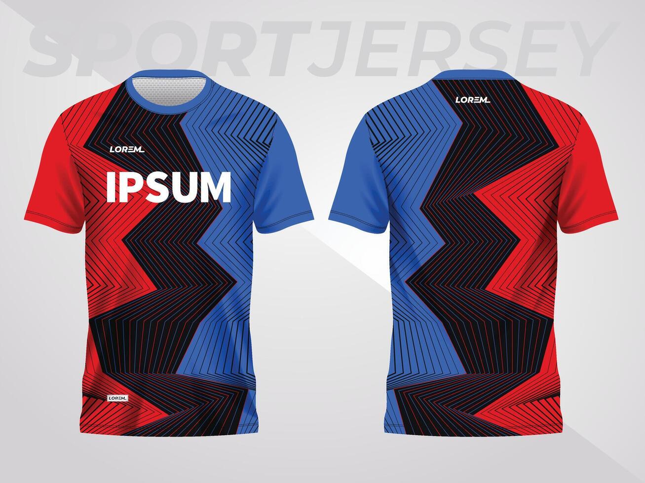 rouge et bleu sport Jersey maquette conception pour football, football, courses, jeu, motocross, vélo, et en cours d'exécution. de face et retour vue modèle vecteur