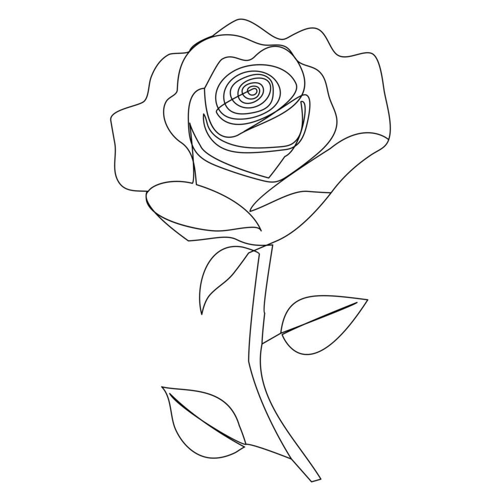 continu un ligne rouge Rose fleur contour vecteur art illustration sur blanc Contexte pro vecteur