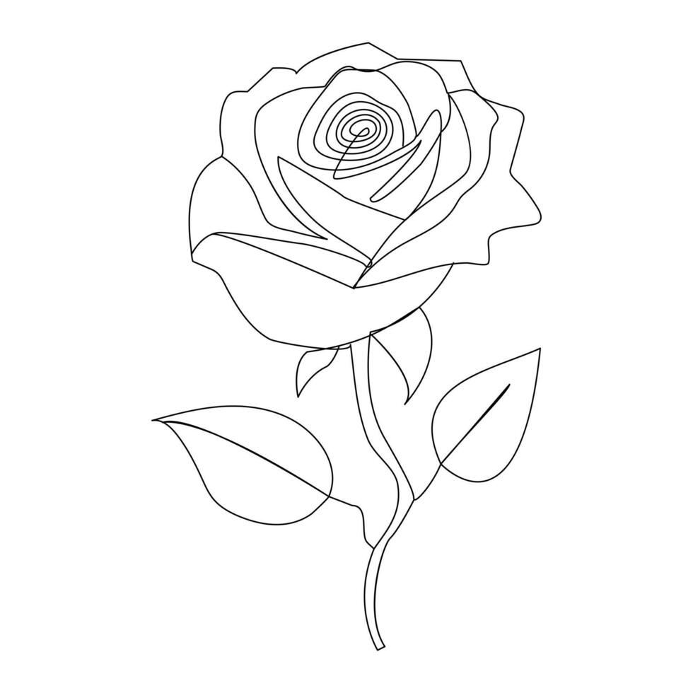 continu un ligne rouge Rose fleur contour vecteur art illustration sur blanc Contexte pro vecteur