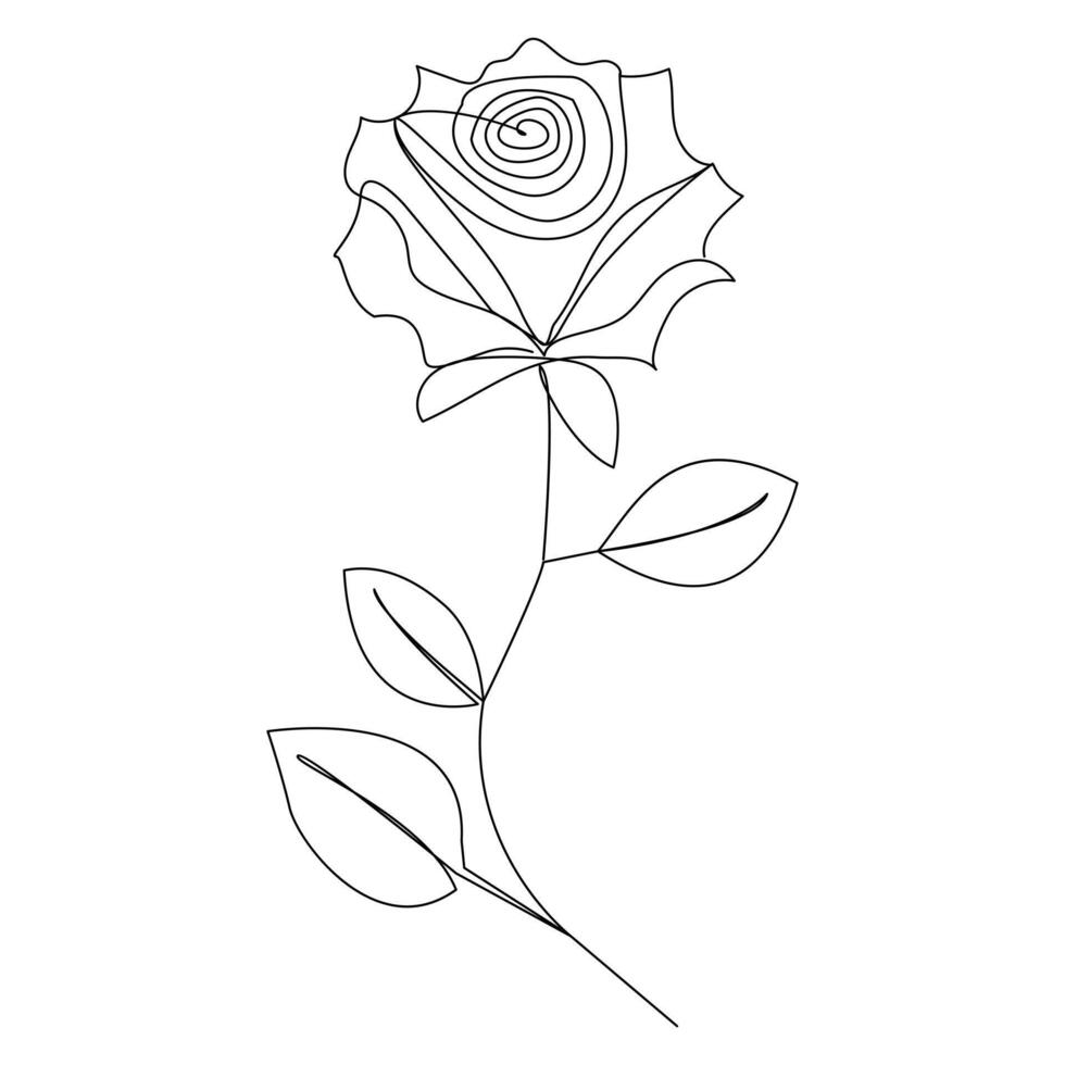 continu un ligne rouge Rose fleur contour vecteur art illustration sur blanc Contexte pro vecteur