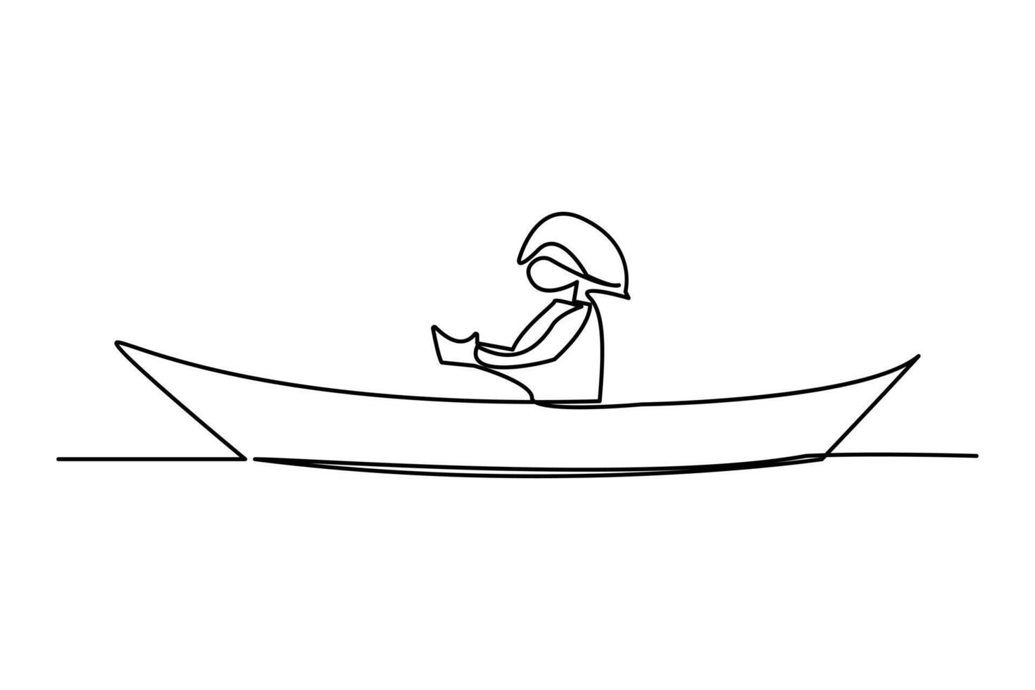 continu un ligne dessin papier bateau contour vecteur art illustration