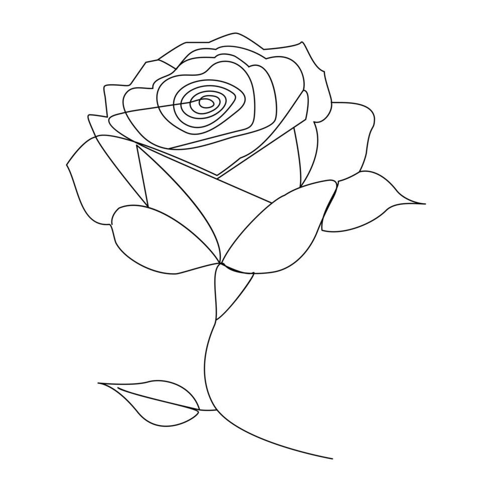 continu un ligne rouge Rose fleur contour vecteur art illustration sur blanc Contexte pro vecteur