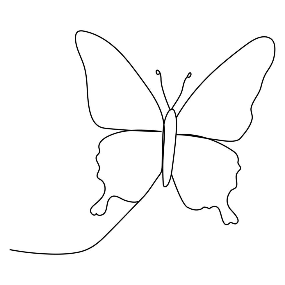 continu un ligne papillon contour vecteur isolé sur blanc Contexte. vecteur illustration