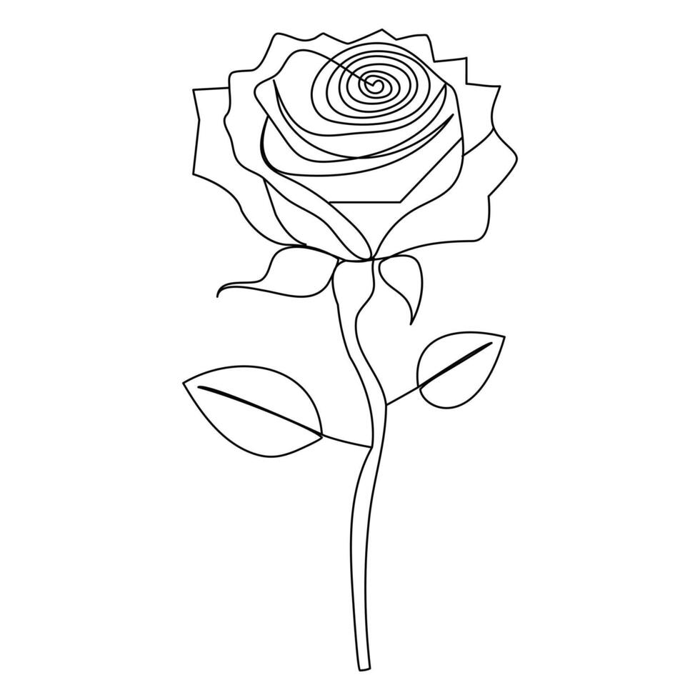 continu un ligne rouge Rose fleur contour vecteur art illustration sur blanc Contexte pro vecteur