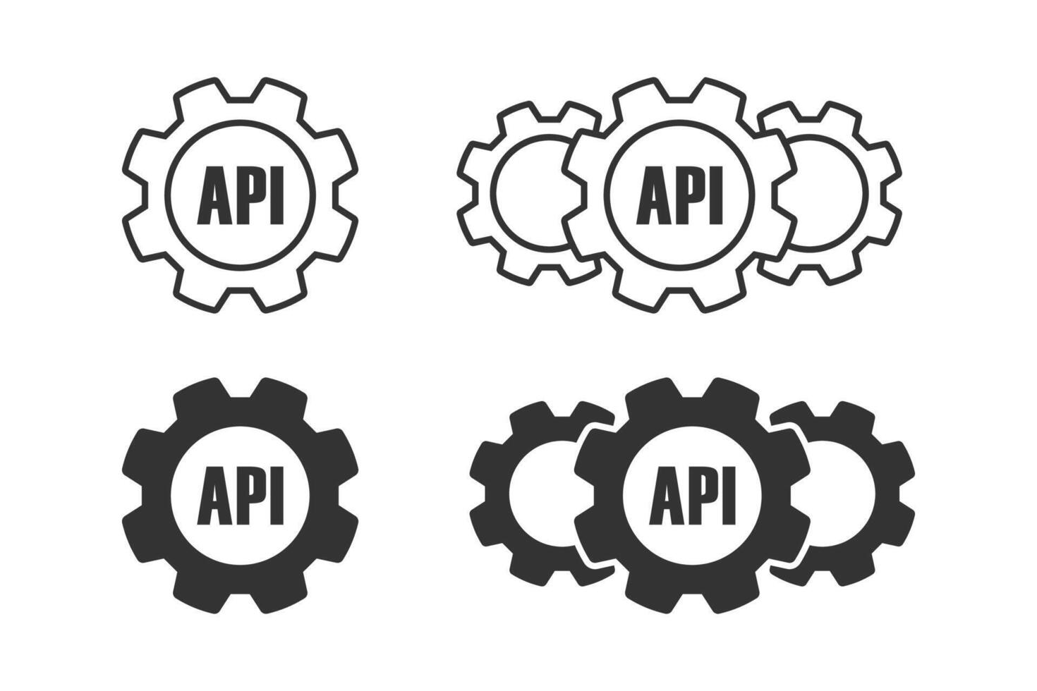 roue dentée icône avec api signe. api réglage icône. vecteur illustration.